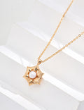 18K Gold Pearl Sun Necklace