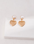 18K gold Heart Pearl Earrings  (2-way)