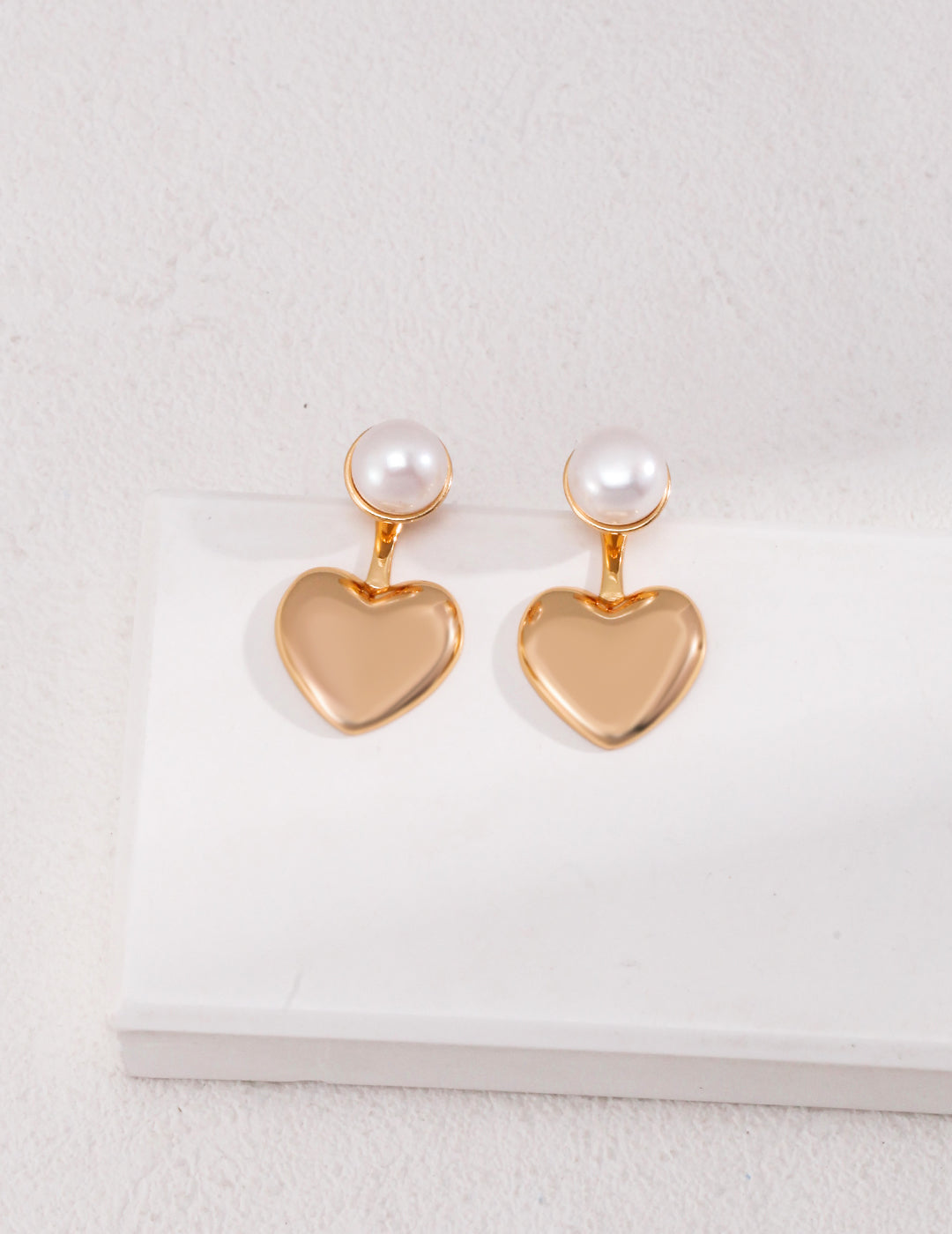 18K gold Heart Pearl Earrings  (2-way)